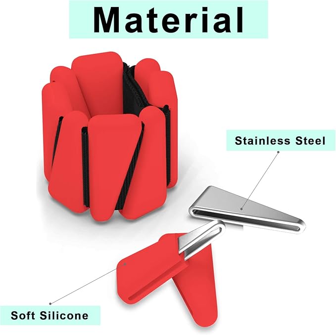 Adjustable Women Wrist Weights - Silicone Bracelet Button 1 LB 2 Per