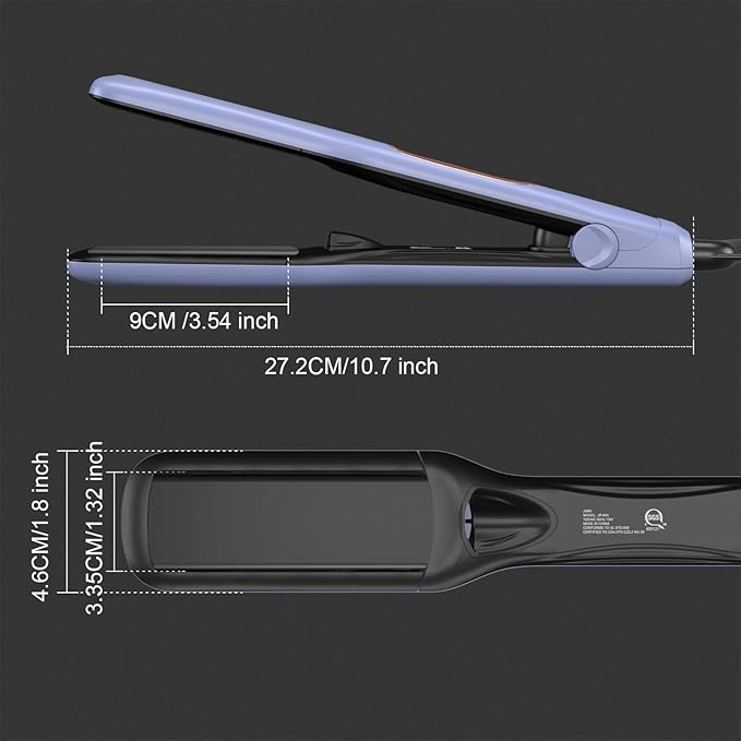 JINRI Hair Brush, Hair Iron, Pumped-Up Volume, Adjustable Temp, 360 ° Tail Rotation, Lasting Volume, for Short Or Thin Hair, Dual Voltage (100-240V), Volumizing Hair Iron, Blue, 1.32 inch