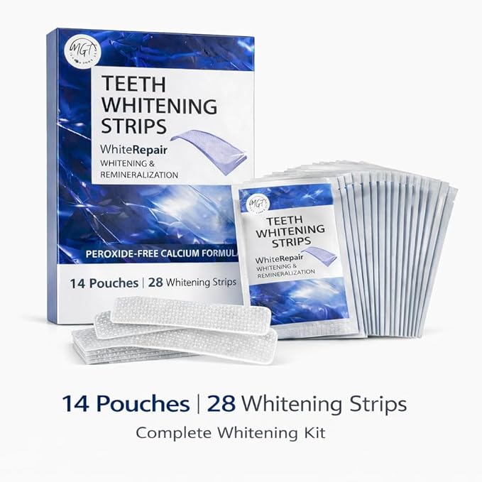 Teeth Whitening Strips, Watermelon Flavor Inspired, Comfort Fit Adhesive, Fresh Taste, 28 Strips in 14 Sealed Pouches, at Home Smile Brightening Routine