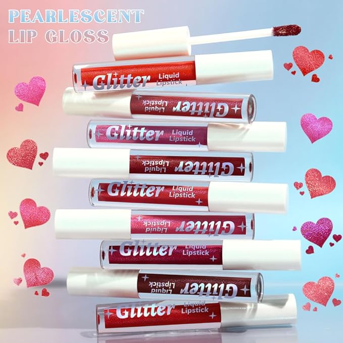 AMY'S DIARY Glitter Liquid Lipstick, Shimmer Metallic Lip Gloss, Long-Lasting Waterproof Lip Color, High Shine Sparkle Makeup,Lip makeup for woman (Burnt Coral Glow5#)