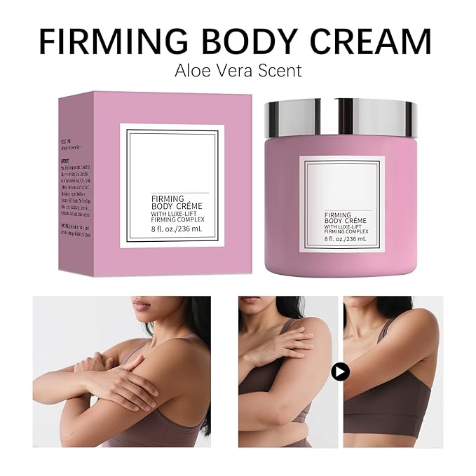 New Champagne Moisturizing Firming Body Creme for Hydrating, Skin Moisturizer Tightens, Hydrates Dry Skin on Arms, Legs, Belly & Neck - Day and Night - Pink, 1 Pack (Aloe Vera, 8 Fl Oz/236 ML)