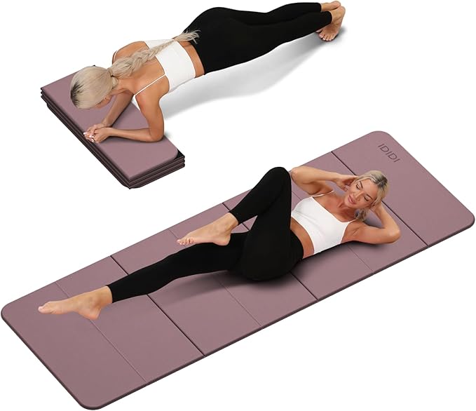 Foldable Yoga Mat Extra Thick 0.32 Inches Eco-Friendly POE Material, Non-Slip Design Fitness Mats, Multi-Purpose Workout Mats For Studio or Home Use (70 x 24 x 0.32 inches）