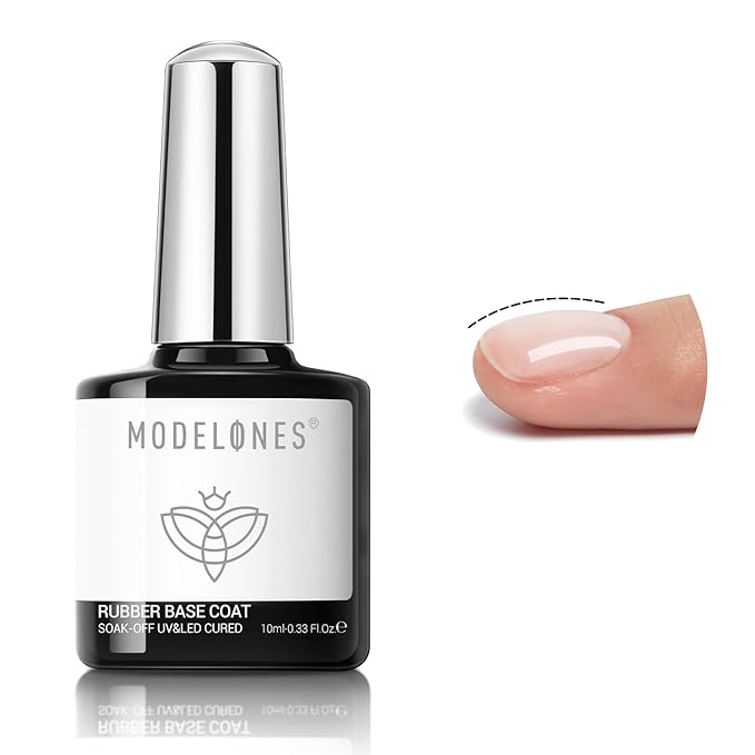 modelones Builder Rubber Gel Base Coat for Nails, Clear Rubber Base Gel Nail Polish for Strengthen/Apex Building/Enhance/Reinforced Long Lasting Fiber Protect Soak Off U V LED Gift for Thin Weak Nails