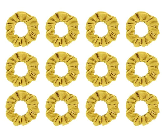 12pcs Cotton Hair Scrunchies Single Jersey Solid Color Ponytail Holders Elastic Hair Ties for Women Accessories (Ginger Yellow)