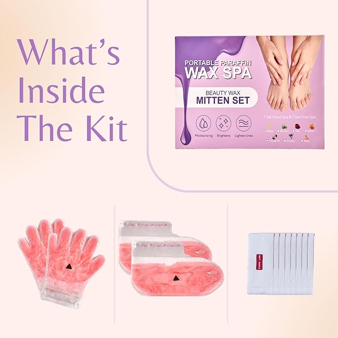 Self Contained Paraffin Wax Gloves,10-Minute Paraffin Hand & Foot Treatments and Booties Set for Intensive Hydration at Home (Aloe Vera)