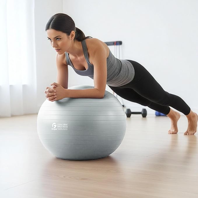 Gruper Yoga and Pilates Ball,4 Sizes Gym Ball for Fitness, Yoga, Workout, Pregnancy and Physical Therapy,Quick Pump Included,Great as Yoga Ball Chair for Office or Home Gym Equipment