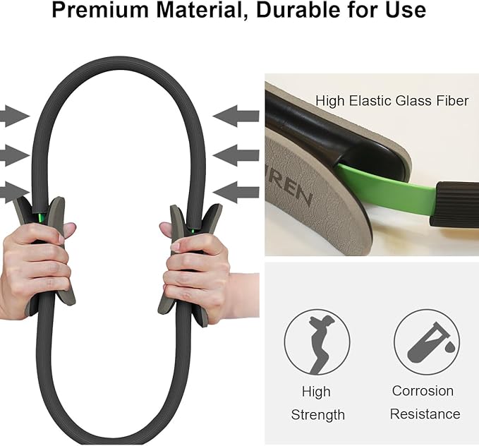 Pilates Ring 14.7 Inch Magic Fitness Circle Durable TPE Padded Handles Exercise Equipment for Toning Strengthening Thigh Abs, Legs and Arms