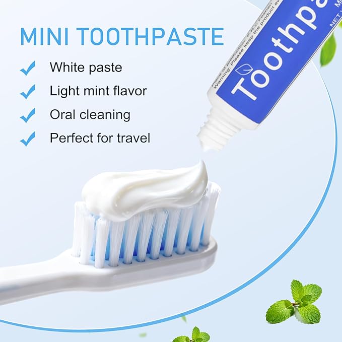 0.28 oz Small Travel Size Toothpast Bulk - Pack of 30,Disposable Mint Flavor 0.8x3.14 inches Single Use Mini Toothpaste for Hotel,Camping,Homeless,Charity,Guests,Office,Vacation