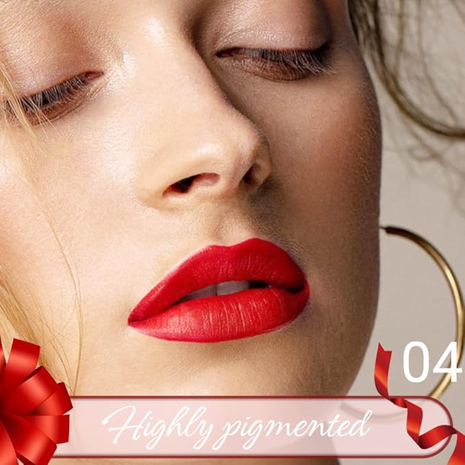 JUAAZIN True Red Matte Lip Liner Crayon with Sharpener - Waterproof Smudgeproof Long-Wear Lip Pencil, Creamy Pigmented Lip Crayon for Women, 12HR Stay Silky Velvet Lip Liner 04#