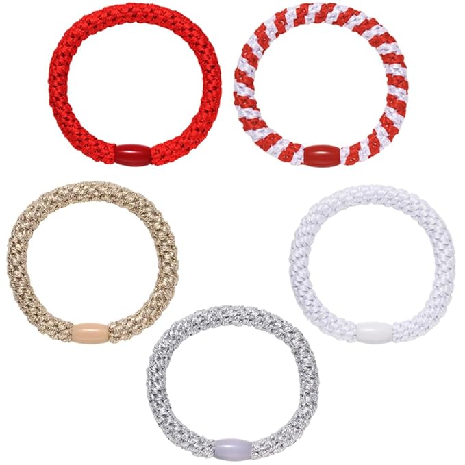 Hair Ties for Thick Hair 30 Pcs Elastics Hair Bands Ponytail Holders No Damage No Crease Hair Elastics For Women Girl(RED)
