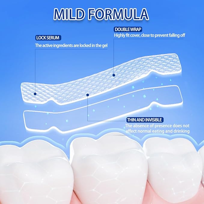 9D Sensitive Teeth Whitening Strips- Professional Enamel-Safe Formula, Fast Stain Removal for Coffee Drinkers & Smokers, Sensitivity-Free Whitening Kit-21Pairs (42Strips)