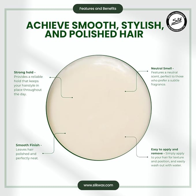SLIK Cream Wax Strong Hold Hair Styling Wax 140g / 5oz - Flexible, Smooth Finish, Easy Wash Out - Perfect for Men, Women, Teens, and Kids