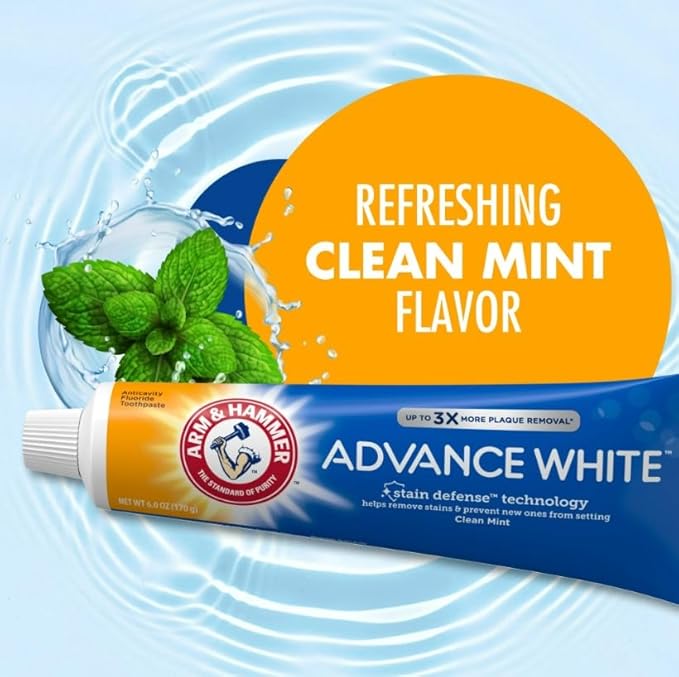 Arm & Hammer Advance White Toothpaste, Peroxicare Anti-Cavity Fluoride, Clean Mint, 6 FL Ounce (Pack of 2)