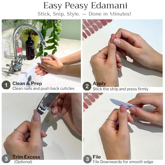 34 Piece Fully Cured Gel Nail Strips With No UV Light Needed, 14+ Days Gel Nail Polish Stickers, Salon Quality, Easy to Apply & Remove – Toxin Free, No Damage (Luxe Spark)