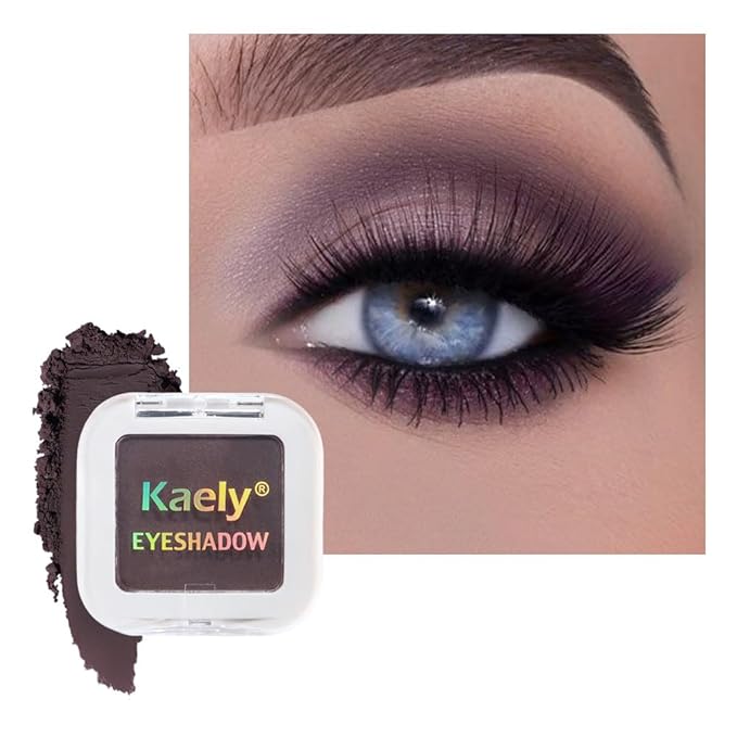 Buildable Matte Eyeshadow Makeup Palette Single - Smokey Plum Shades | Creamy Pressed Powder for Easy Blending | Mini Travel Palette for Women | Everyday Natural Eye Makeup