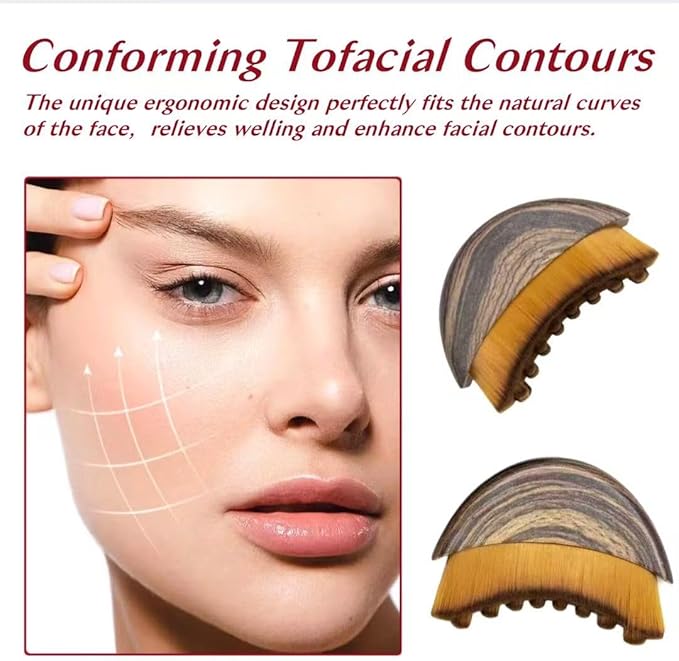 Lymphatic Contour Face Brush - Lymphatic Drainage Massager for Face Lifting, Jawline Sculpting & Anti-Puffiness - Ultra-Soft Dry Brushing Facial Tool with Travel Case