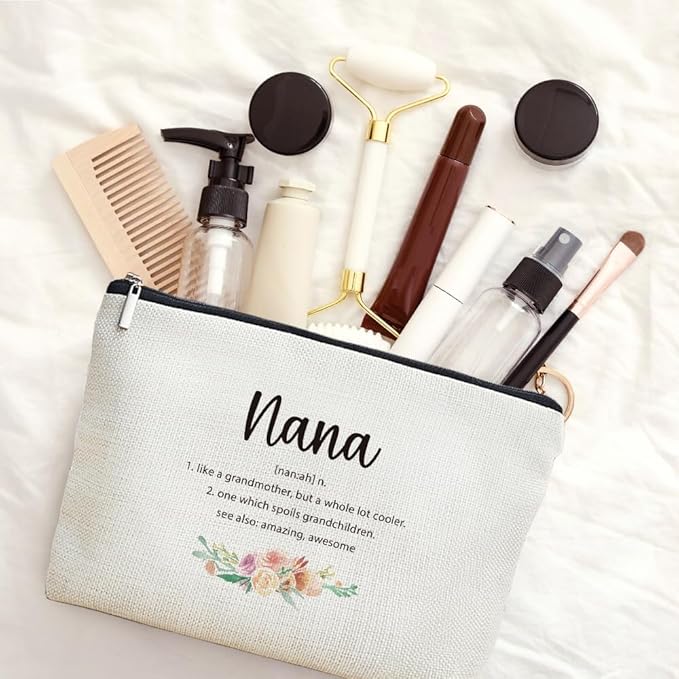 MOTERMATE Nana Gifts Makeup Bag, Best Nana Gifts for Christmas from Grandkids Cosmetic Bag for Women, Grandma Gift from Granddaughter Grandson Toiletry Bags Zipper Makeup Pouch