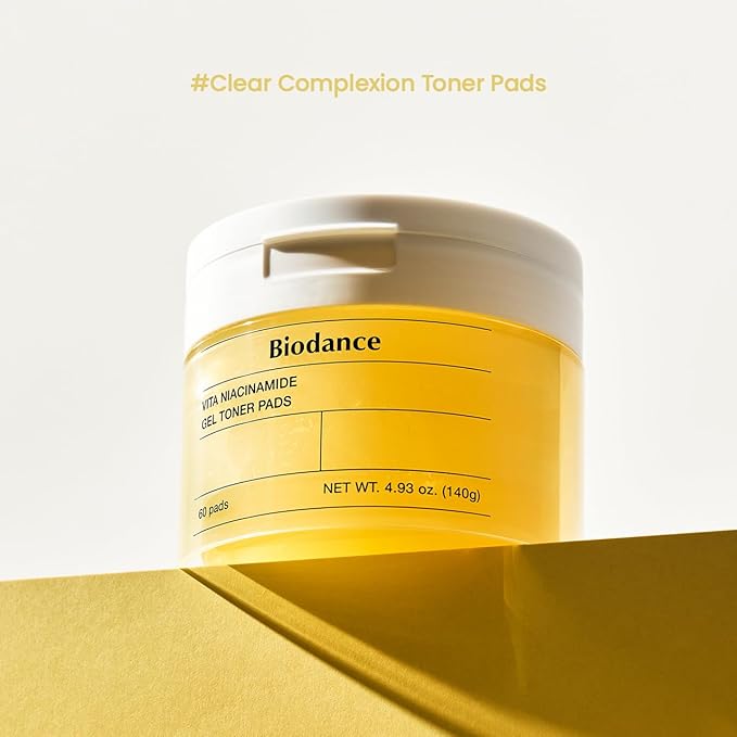 Biodance Vita Niacinamide Gel Toner Pads, Dark Spot Corrector, Evening Skin Tone, Gentle Exfoliating Toner Pads with Vitamin C, Korean Skin Care, Gifts for womenㅣ4.93 fl.oz.(140g)*60Pads