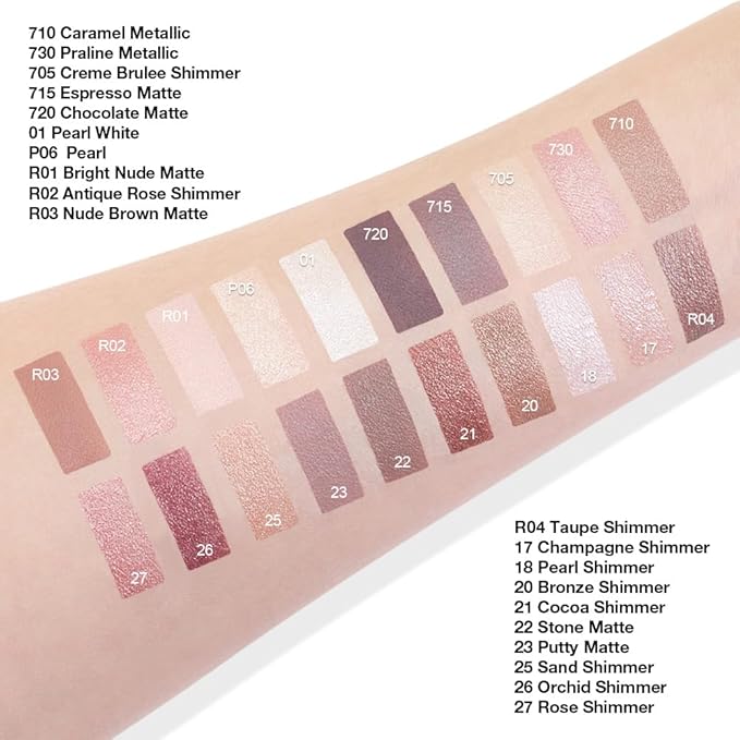 Cream Glitter Champagne Shimmer Metallic Eyeshadow Palette Makeup, Natural Single Mini Instant Holographic Eyeshadow For Women, Sombras Crema Para Ojos, Talc, Paraben&Cruelty Free, 17