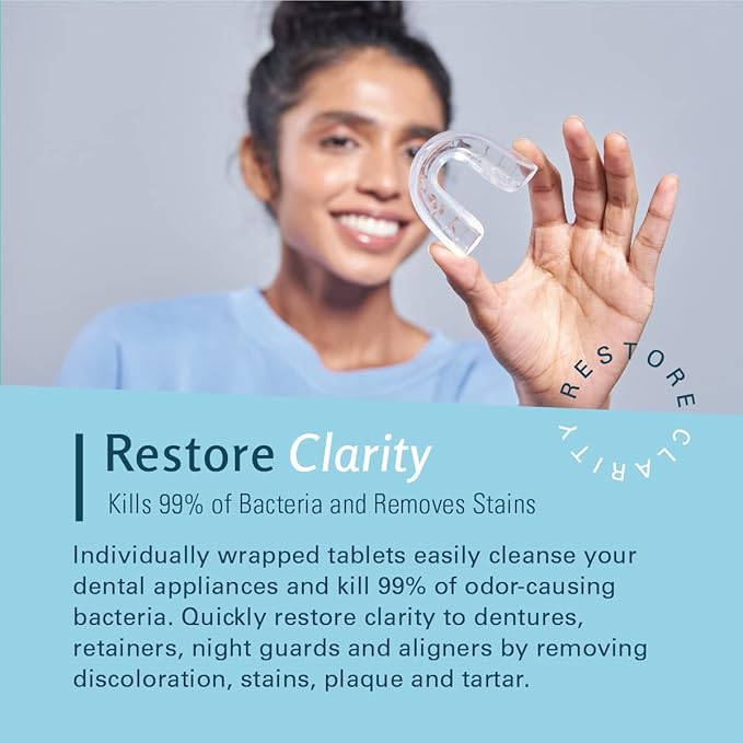 Retainer and Denture Cleansers 240 Tablets Removes Bad Odors Discoloration Stains Plaque for Cleaning Invisalign Mouth Guard Night Guard and Removable Dental Appliances by M3 Naturals (Pack of 2)