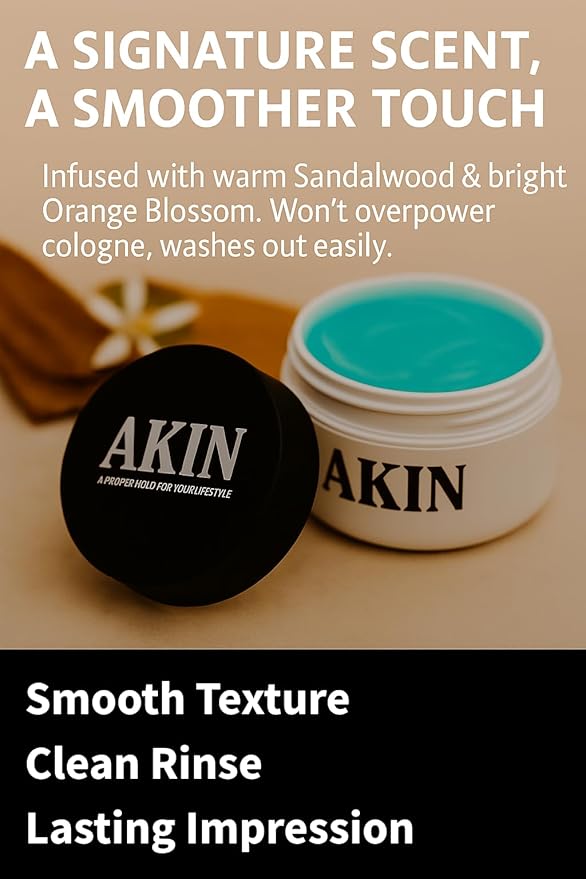 AKIN Official Pomade for Men and Women | Medium Shine Firm Hold | Water Based Flake Free | Easy to Wash Out | 3.3oz Travel Friendly