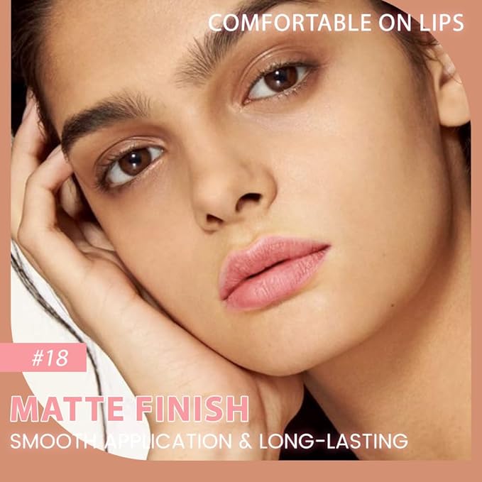 evpct 1Pcs Nude Pink Matte Long Lasting Lip Liner Pencils Makeup for Shaping & Sculpting Lips, No Transfer Long Wear Waterproof Pigmented Lip Liner lipliners Crayon Lipstick Pencil Sharpener 18