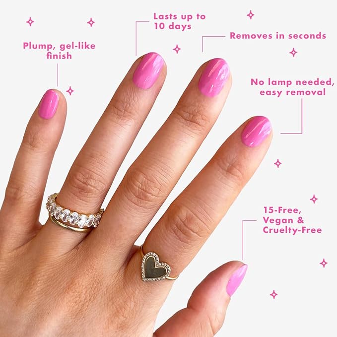 Olive & June Long Lasting Nail Polish | Valentine's Day | Gel-Like Finish No Lamp Needed | Lasts up to 10 days | Salon-Quality 15-Free Vegan Cruelty-Free Chip-Resistant | Grateful & Kind Pure Pink