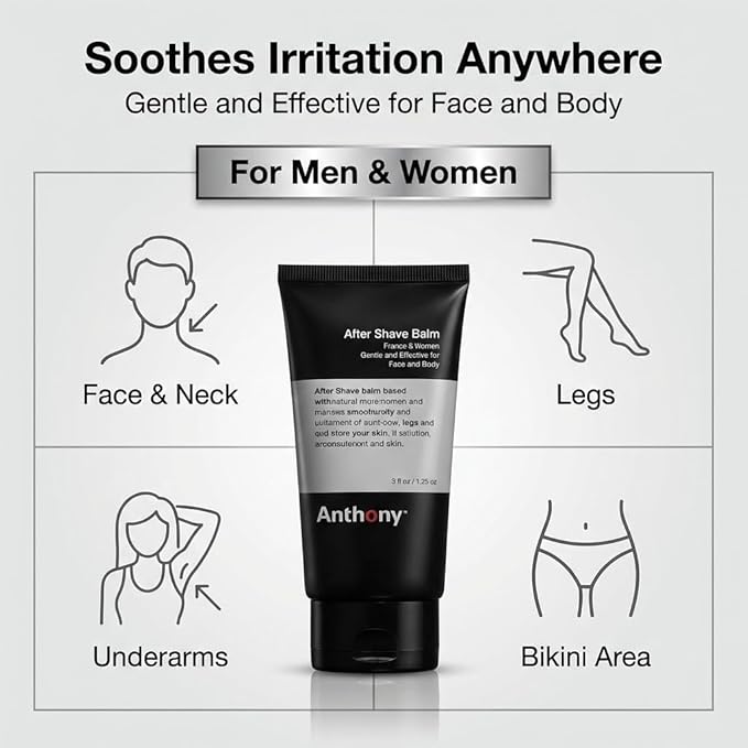 Anthony After Shave Balm for Men, Cooling & Hydrating Lotion with Vitamins A, C & E, Aloe Vera & Botanical Extracts, 3 fl oz, Aftershave Soothes, Moisturizes & Nourishes Skin, Reduces Razor Burn