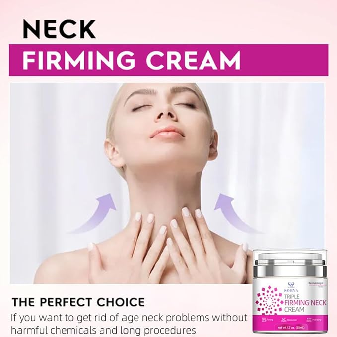 Neck Firming Cream - Natural Anti-Aging Facial Moisturizer with Retinol Collagen & Hyaluronic Acid - Day & Night Anti-Wrinkle Cream - Firming, Hydrating Face Cream