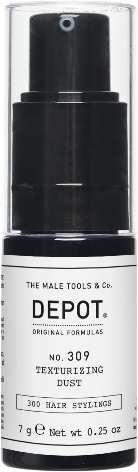 DEPOT No. 309 Texturizing Dust | Volumizing Matte Powder for Men | Adds Grip, Body & Lightweight Texture for Fine or Thin Hair| With Glycerin & Silica | 7g