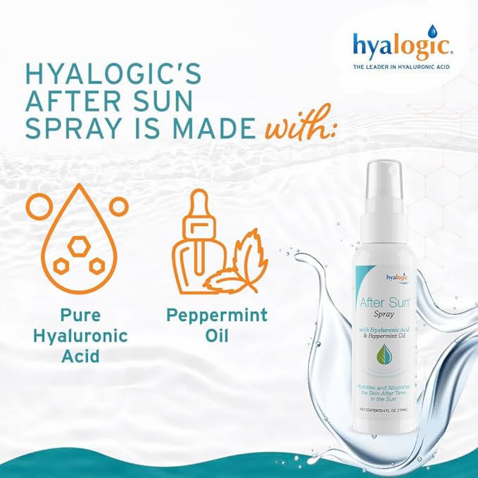 Hyalogic - After Sun Spray - Soothing Hyaluronic Acid and Peppermint Oil - 4oz