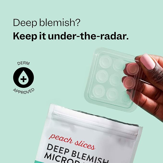 Peach Slices - Deep Blemish Microdarts (9 ct) - Early Stage Pimple Patches for Face - Salicylic Acid, Niacinamide, Hyaluronic Acid, Tea Tree Oil & Cica - Vegan, Cruelty Free, Korean Skin Care & Beauty | Salicylic Acid, Tea Tree Oil, Niacinamide, Cica, ...
