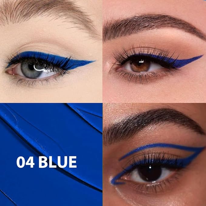 evpct 2Pcs Blue Dark Green Waterproof Colored Eyeliner Liquid Eye Liner Set Long Lasiting Fine Speed Dry Colorful Liquid Eyeliner lapiz delineador de ojos contra el agua blanco para ojos de colores