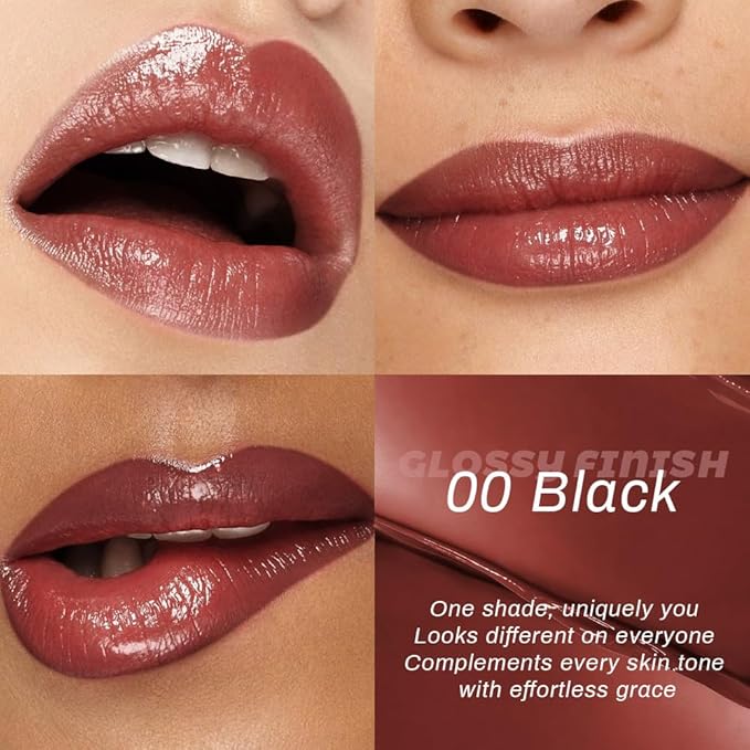 HHLTOH Honey Lipstick Tinted Lip Balm - Shine Moisturizing Lipstick for Women, Natural Nourishing Hydrating Lip Color Gloss Stain for Dry Lips, Tint Sheer Lightweight Makeup, Vegan - 2Pc Black & Pink