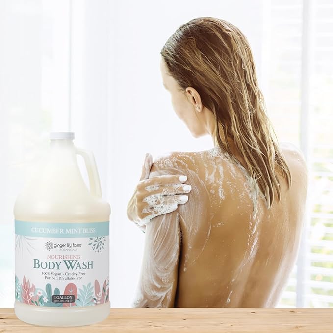 Ginger Lily Farms Botanicals Nourishing Body Wash, 100% Vegan & Cruelty-Free, Cucumber Mint Bliss Scent, 1 Gallon (128 fl oz) Refill