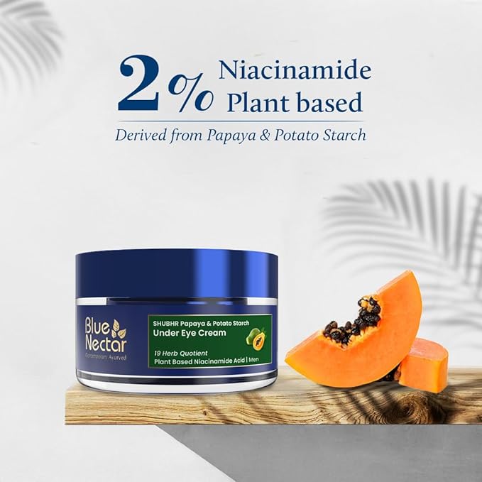 Shubhr Under Eye Cream for Dark Circles with Papaya, Potato Starch & Niacinamide | Best Under Eye Cream for Men | Eye Cream for Dark Circles & Wrinkles (18 Herbs,15g)