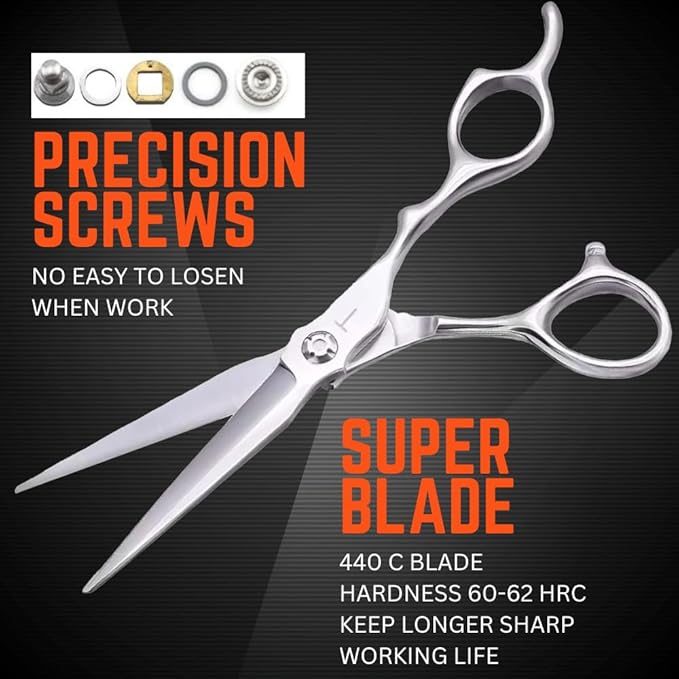 6-Inch Professional Hair Cutting Scissors with Ultra Sharp Blades, Premium Quality Stainless Steel Hair Scissors for Precise and Effortless Trimming, Ideal Barber Scissors for Home & Salon Use