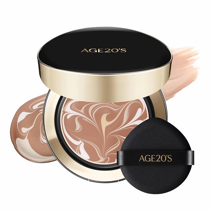[Vegan] AGE20'S Signature Essence Pact | Pack of 1 | 27C HONEY | Korean Cushion Foundation | Cream Foundation, Dewy & Glow Finish, Natural Coverage, SPF 50+