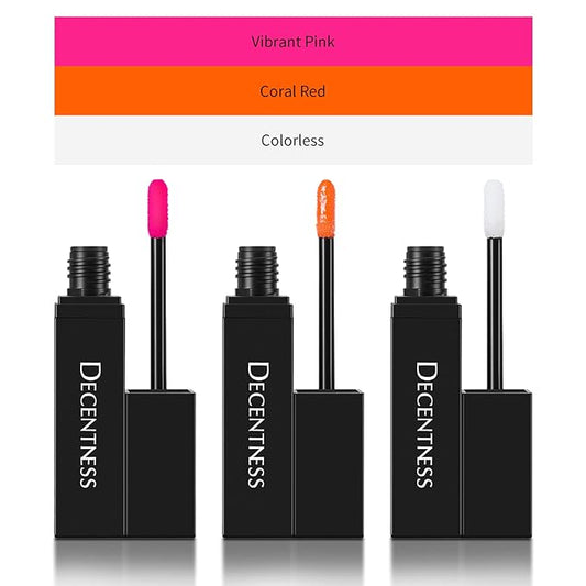 Lip Gloss Oil Set,3 Colors Hydrating Lip Oil,Long lasting Non-sticky,Nourishing Tinted Lip Plumper Gloss (Transparent, Bright pink, Coral red)