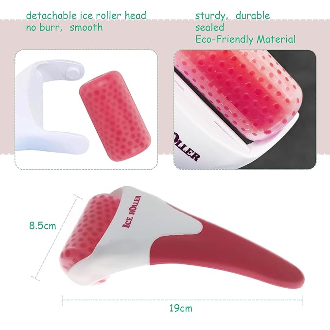 Ice Roller for Face,Cold Facial Massager for Eye Puffiness,Skin Care Tools for Migraine Relief and Blood Circulation (Red)
