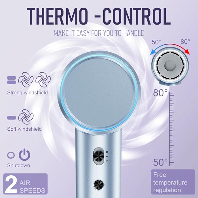 Hair Dryers,UOUOM Travel Hair Dryer, Low Noise,Compact Hair Dryers for Women, 120M Ionic Hair Dryers with Magnetic Attachments, Fast-Drying for All Hair Types