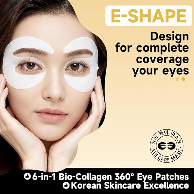 8 Pairs 5% PDRN Under Eye Patches, 6-in-1 Bio-Collagen 360° Eye Patches for puffy eyes, dark circles & Wrinkle | 2% Caffeine, Kojic acid, Retinol, Hyaluronic, Niacinamide | Korean Popular Eye Care