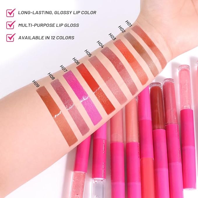 evpct Maple Red Matte Liquid Lipstick Marker Pen Lip Liner Set with Glitter Lip Oil, 2 in 1 Lipgloss Lipstick Long Lasting Waterproof for Women, Longwear Lips Stain 24hr Original Smudge Proof labial