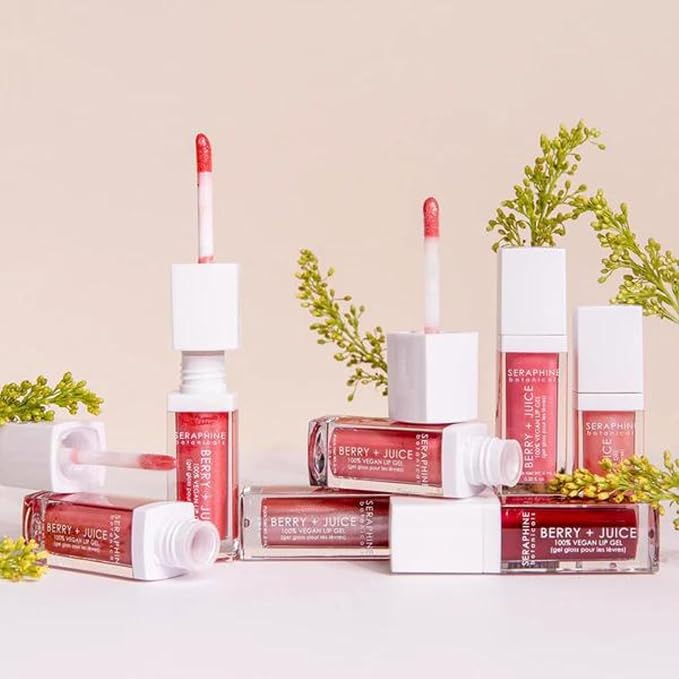 Seraphine Botanicals Berry + Juice - 100% Vegan Lip Gel Tinted Gloss 0.20 fl oz (Pink Berry)