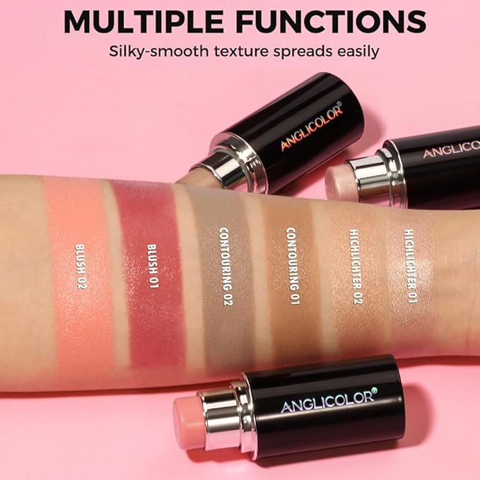 3 Pack Contour Stick Set, Face Shaping & Contouring Stick with Highlighter Blush Bronzer for Sculpt the Cheeks Nose Jawline, Blendable Long Lasting Makeup Stick Trio for Older Women (#1 MATURE)