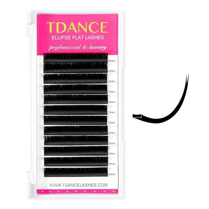 TDANCE Classic Lash Extensions Flat Lashes Eyelash Extensions 0.15mm C Curl Ellipse Eyelash Extensions 15mm Mixed Black Matte Individual Lashes Salon Use(Flat,C-0.15,15mm)