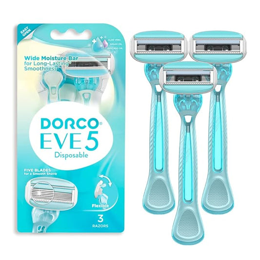 EVE 5 Women's Disposable Razors Smooth Touch | Wide moisture bar, 5 Blades for smooth shave | Multipurpose Hair Remover | 1 pack (3 count)