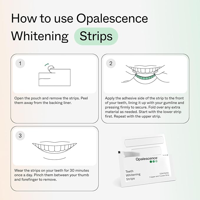 Opalescence Teeth Whitening Strips (12 Treatments) Hydrogen Peroxide Formula 10% – Enamel Safe – Comfortable Slip Free - Teeth Bleaching - Sensitivity Free - Plus Toothbrush 6050-1T