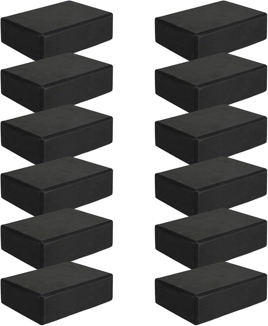 12 Pcs Foam Eva Yoga Blocks Bulk Yoga Supportive Blocks Black Non Slip Lightweight Bricks Prop Accessories for Men Women Beginners Meditation Pilates and Stretching