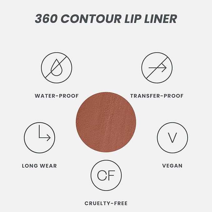 Wonderskin Lip Liner Pencil - 360 Contour Lipliner, Long Lasting, Sharpenable, Waterproof and Transfer-Proof Brown Lip Liner Pencil (Nutmeg)